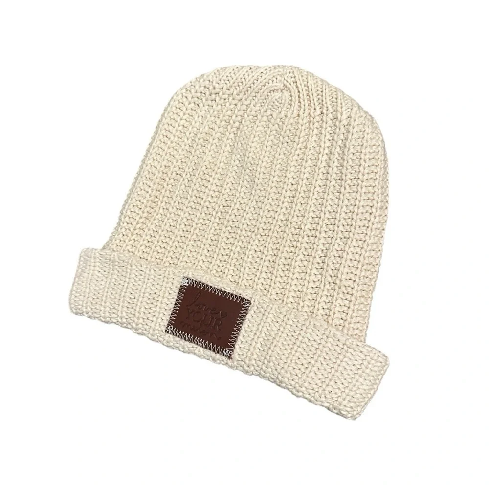 Love Your Melon cream knitted beanie 100% cotton